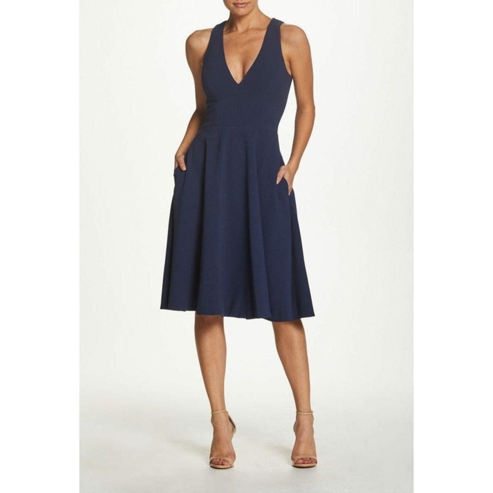 Dress‎ The Population Catalina Dress Navy Blue Sz XXL Sleeveless Fit And Flare